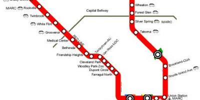 Washington dc piros vonal térkép