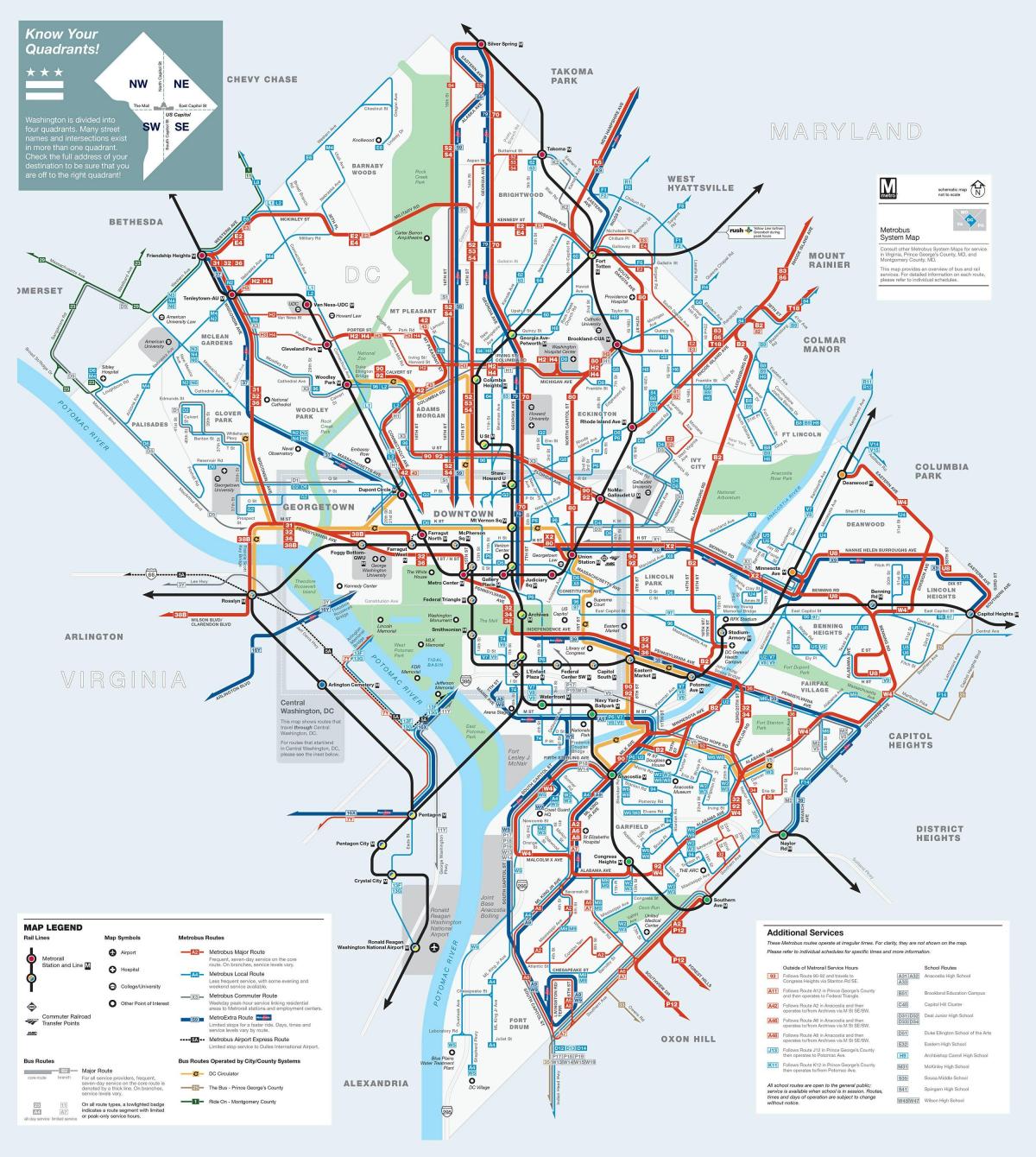 washington dc busz útvonalak térkép