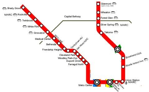 washington dc piros vonal térkép