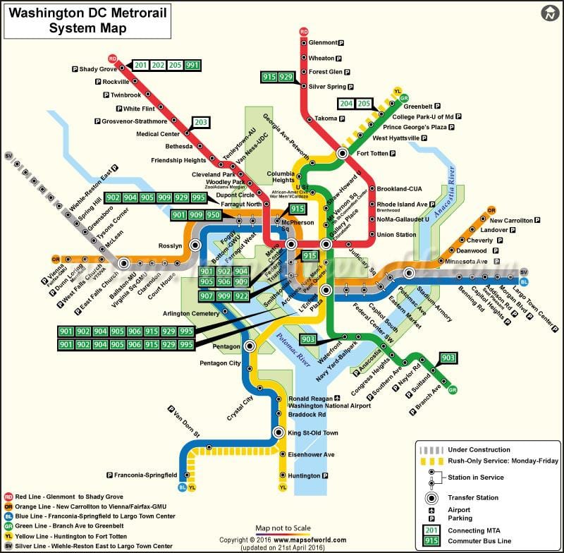 washington dc villamos térkép