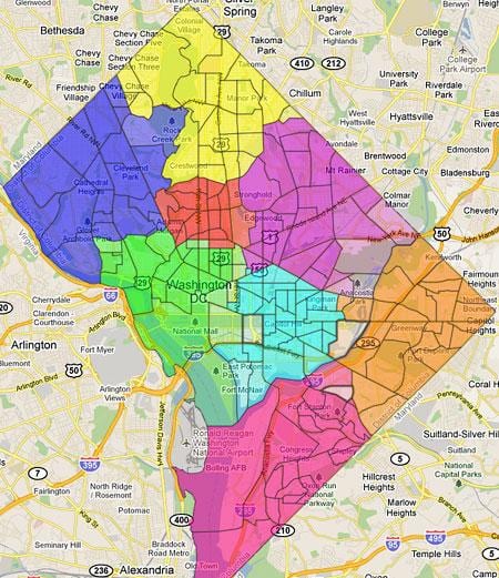washington dc ward térkép