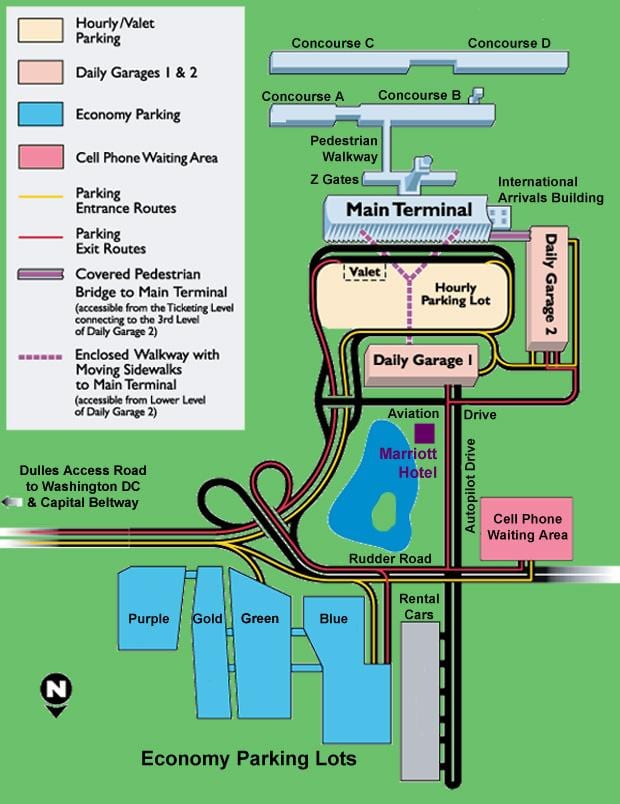 dulles parkolás térkép