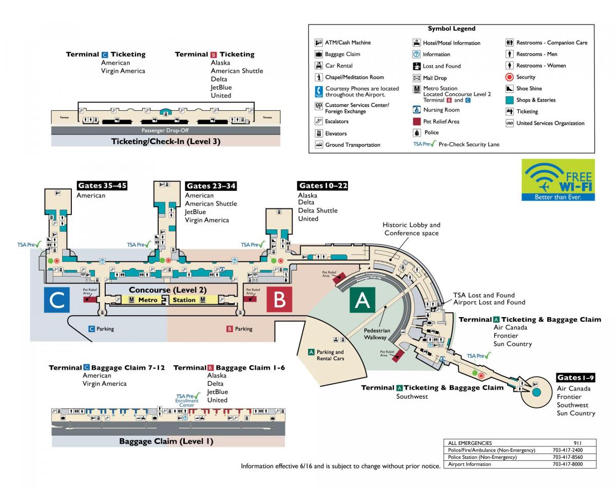 ronald reagan nemzeti repülőtér térkép