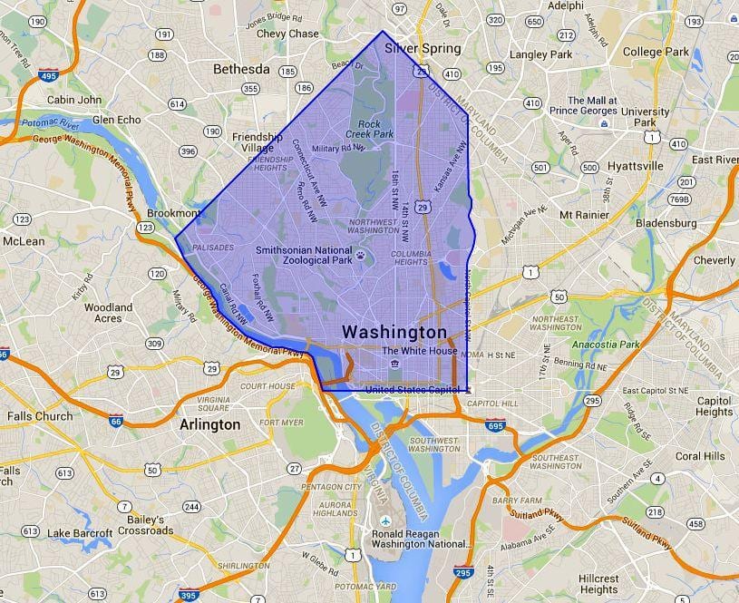 északnyugaton, washington dc térkép