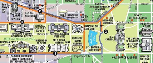 térkép washington dc múzeumok, műemlékek