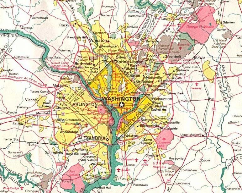 térkép a dc, valamint a környező államok