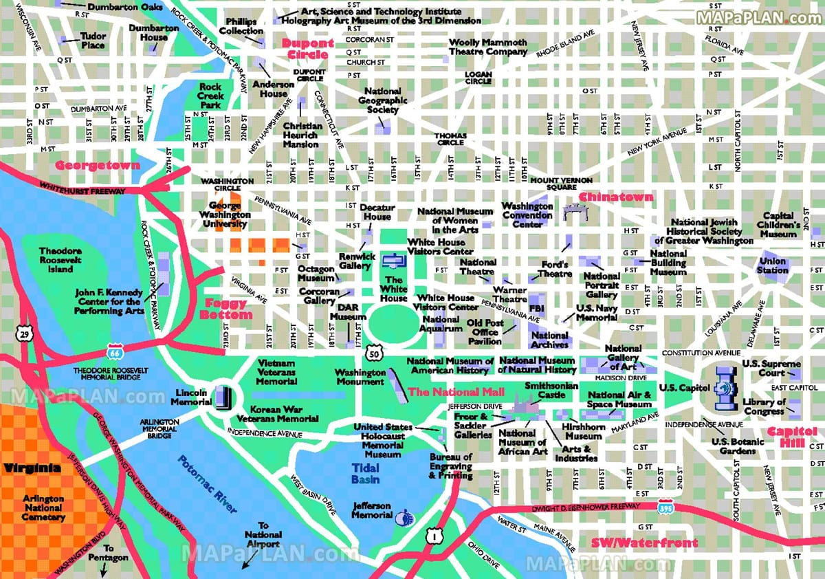 washington dc turisztikai látnivalók térkép