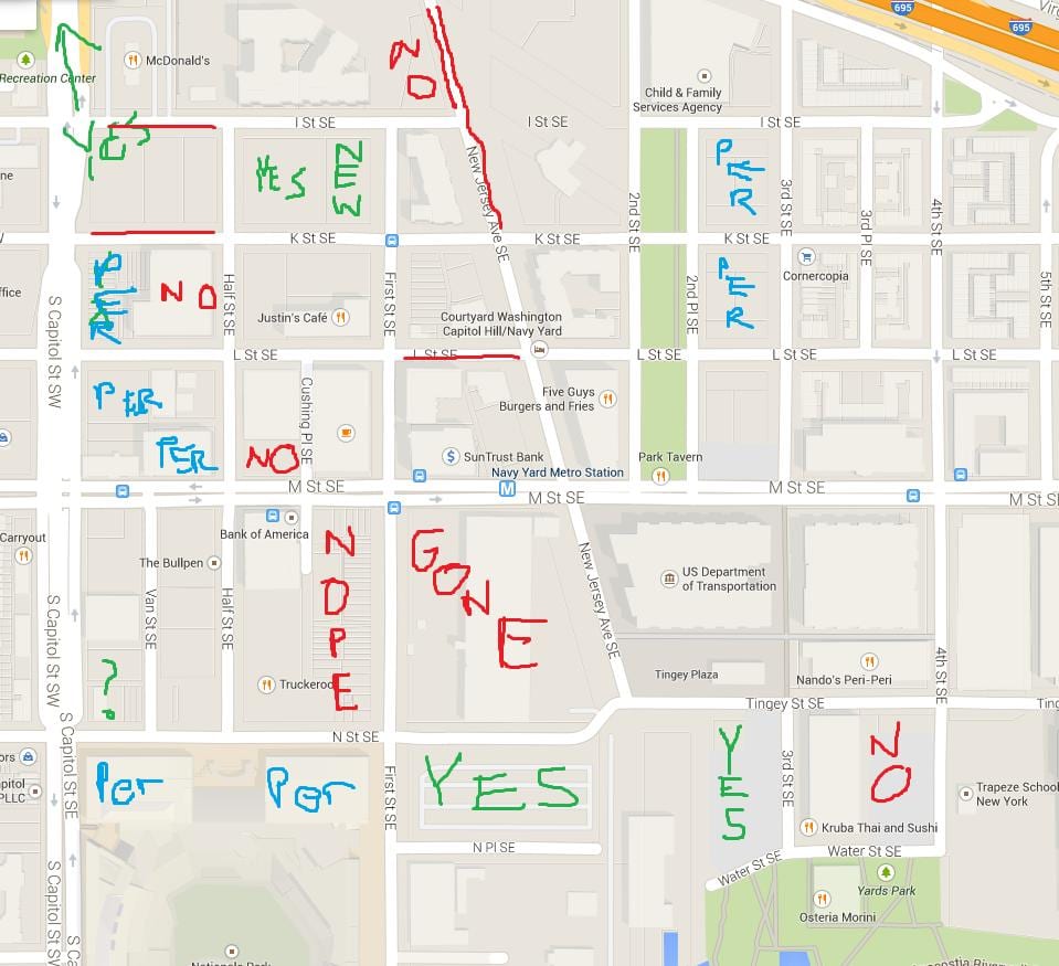 térkép washington dc mozgássérült parkoló