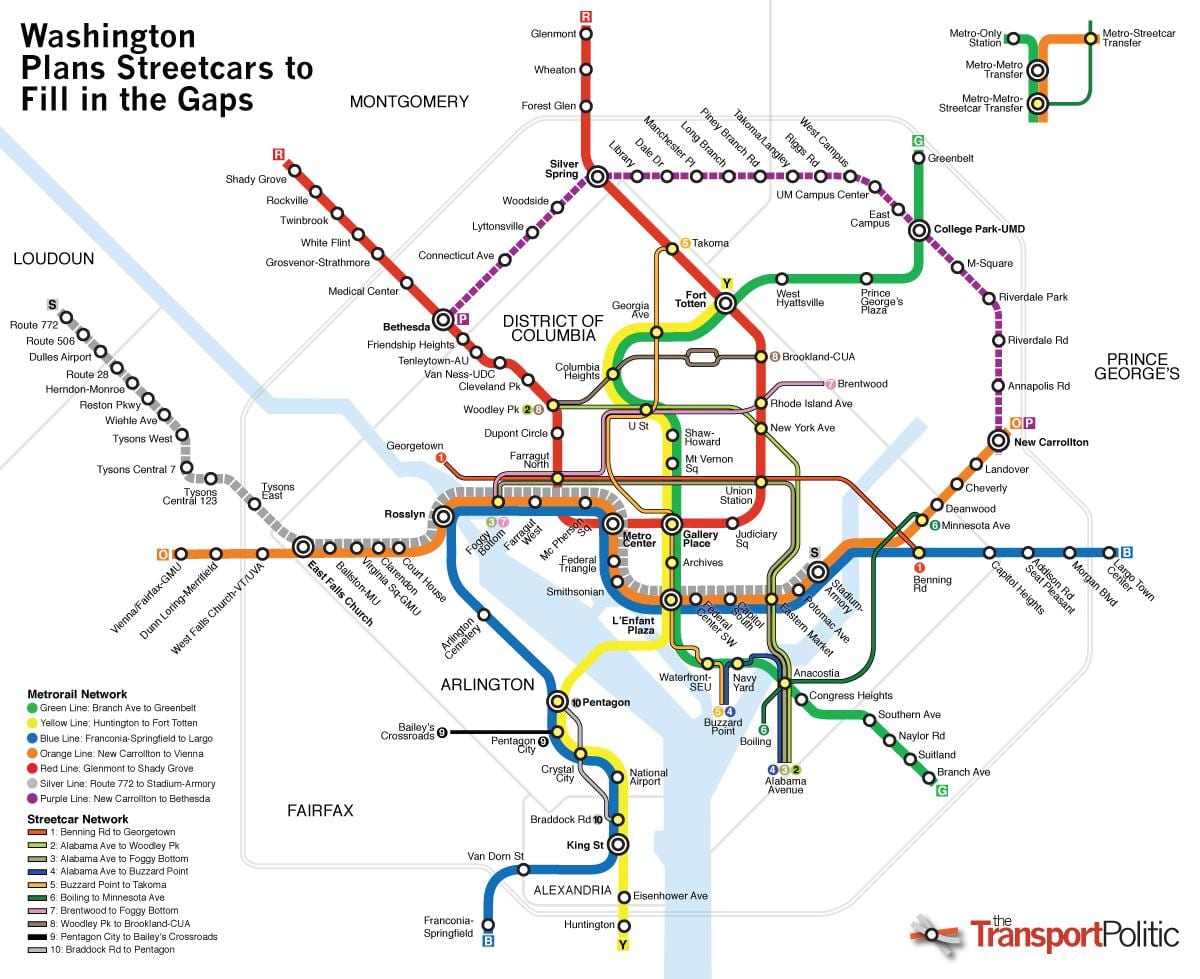 dc tömegközlekedési térképe