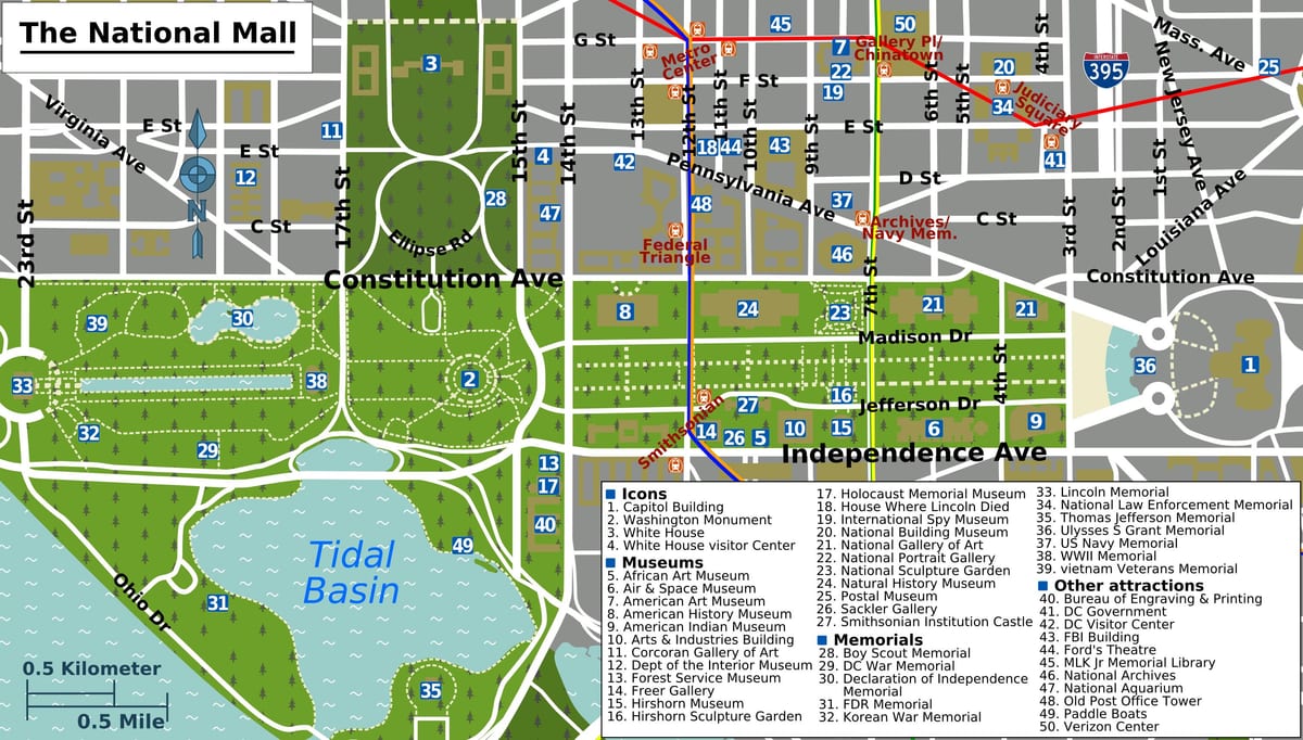 washington national mall térkép