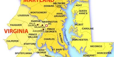 Térkép dc maryland, virginia