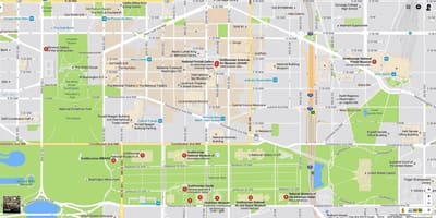 Térkép national mall, valamint múzeumok