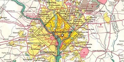 Térkép a dc, valamint a környező államok
